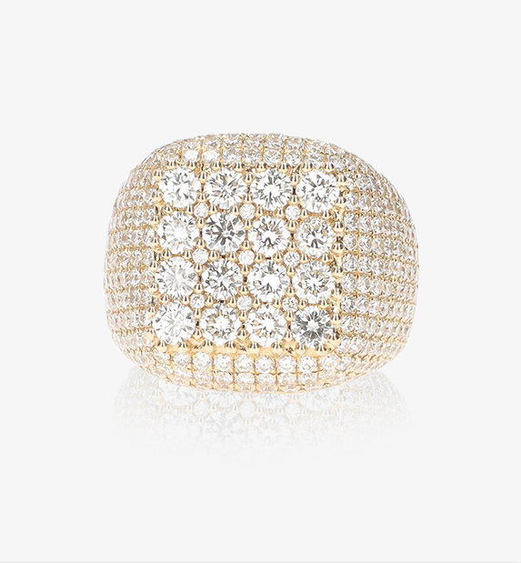 Wide diamond studs ring